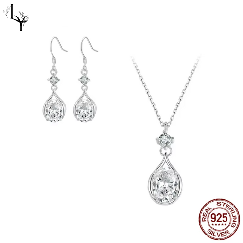 Necklace & Earrings CZ Set – Sterling Silver 925