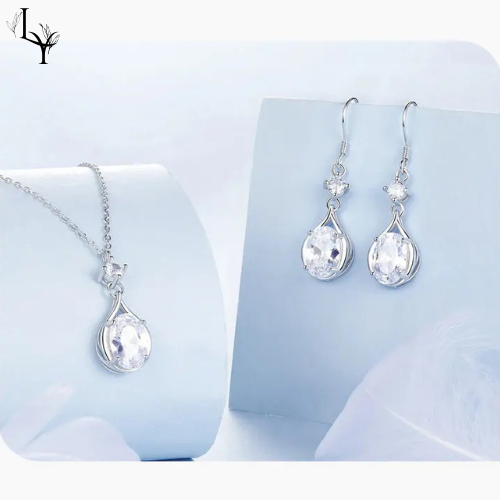 Necklace & Earrings CZ Set – Sterling Silver 925