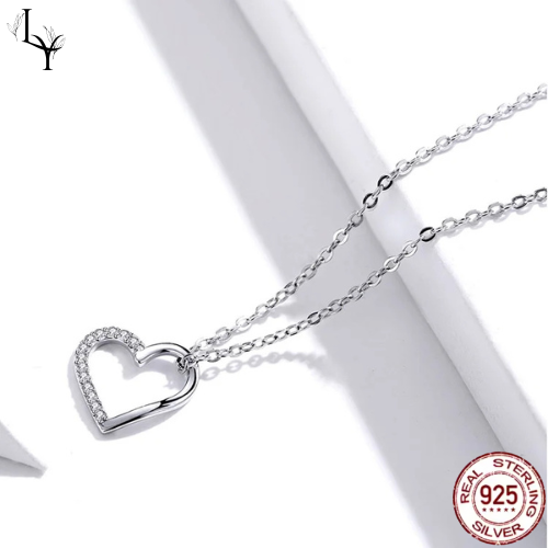 Women’s Heart Necklace – Platinum Plated 925 Silver