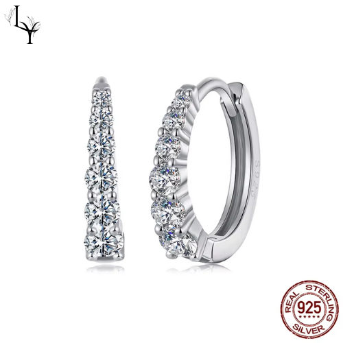 Women’s Moissanite Hoops – White Gold Plated