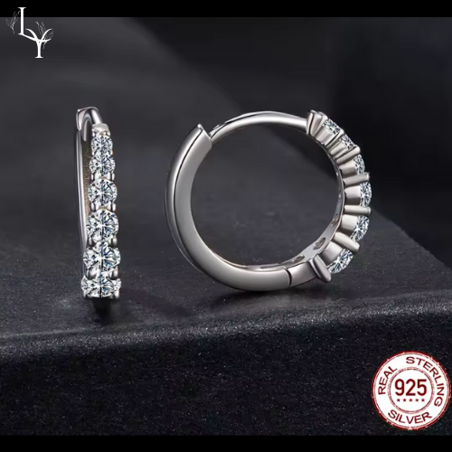 Women’s Moissanite Hoops – White Gold Plated