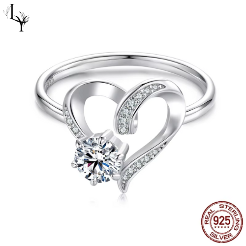 Women’s Moissanite Ring – Platinum Plated 925 Silver
