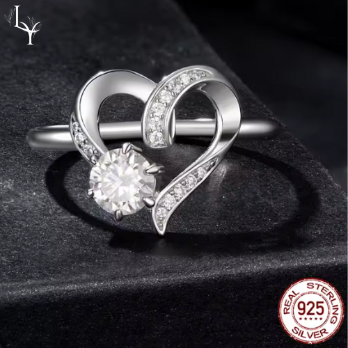 Women’s Moissanite Ring – Platinum Plated 925 Silver