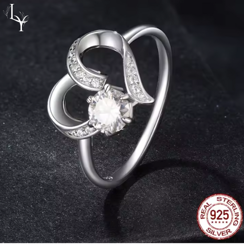 Women’s Moissanite Ring – Platinum Plated 925 Silver