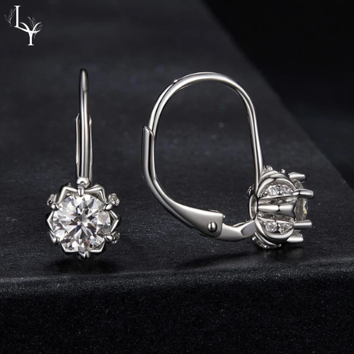 Pendientes Flor de Luz – Moissanita chapados en platino