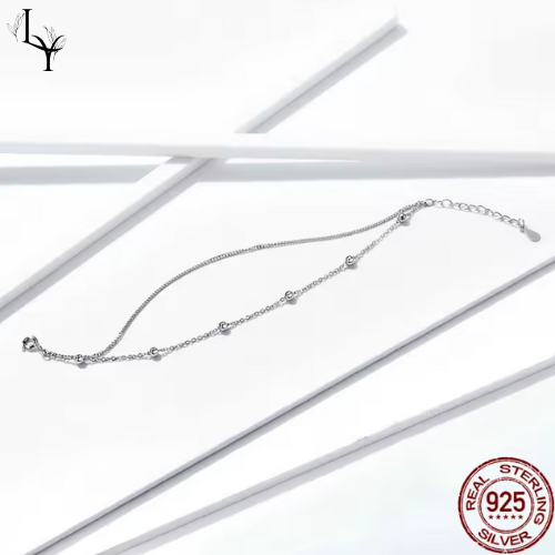 Pulsera de cuentas redondas – Plata 925 chapada en oro 14K