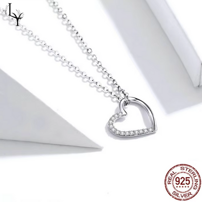 Women’s Heart Necklace – Platinum Plated 925 Silver