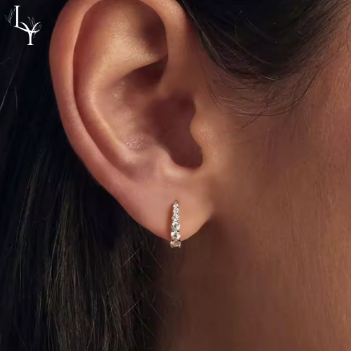 Women’s Moissanite Hoops – White Gold Plated