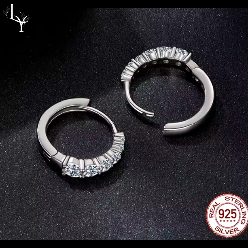Women’s Moissanite Hoops – White Gold Plated