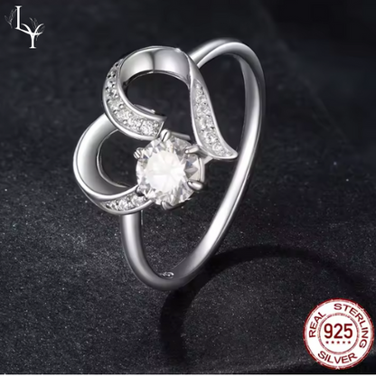 Women’s Moissanite Ring – Platinum Plated 925 Silver