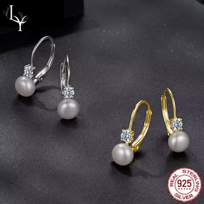 Pendientes Perla Moissanita – Plata de Ley 925
