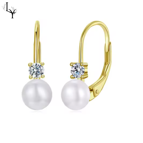 Pendientes Perla Moissanita – Plata de Ley 925