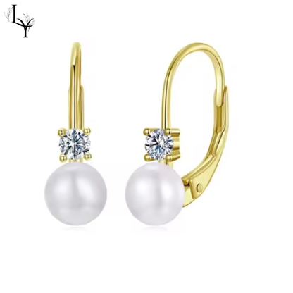 Pendientes Perla Moissanita – Plata de Ley 925