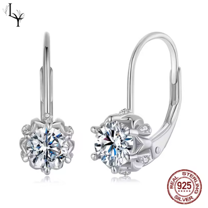 Pendientes Flor de Luz – Moissanita chapados en platino