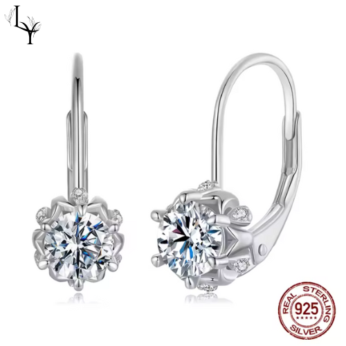 Pendientes Flor de Luz – Moissanita chapados en platino