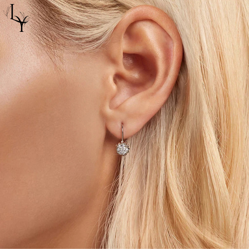 Pendientes Flor de Luz – Moissanita chapados en platino