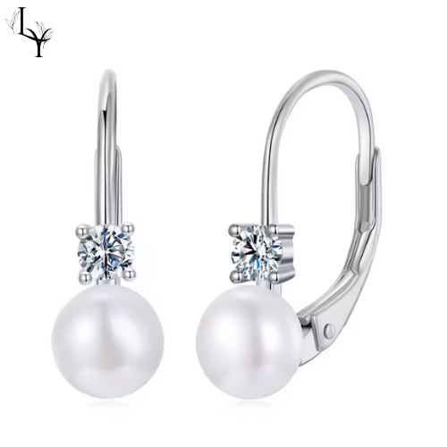Pendientes Perla Moissanita – Plata de Ley 925