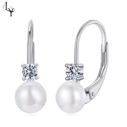 Pendientes Perla Moissanita – Plata de Ley 925