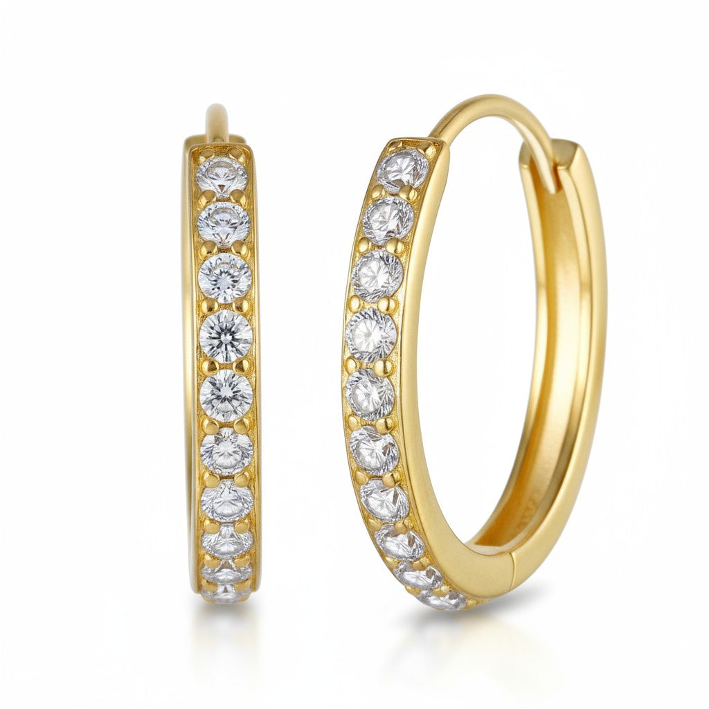 Pendientes De Aro Clásicos de plata de ley 925 chapados en oro