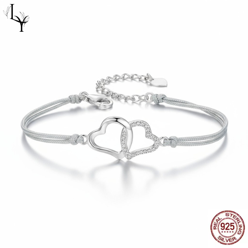Pulsera Dúo de Corazones Plata Esterlina 925