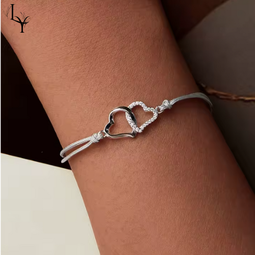 Pulsera Dúo de Corazones Plata Esterlina 925