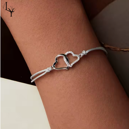 Pulsera Dúo de Corazones Plata Esterlina 925