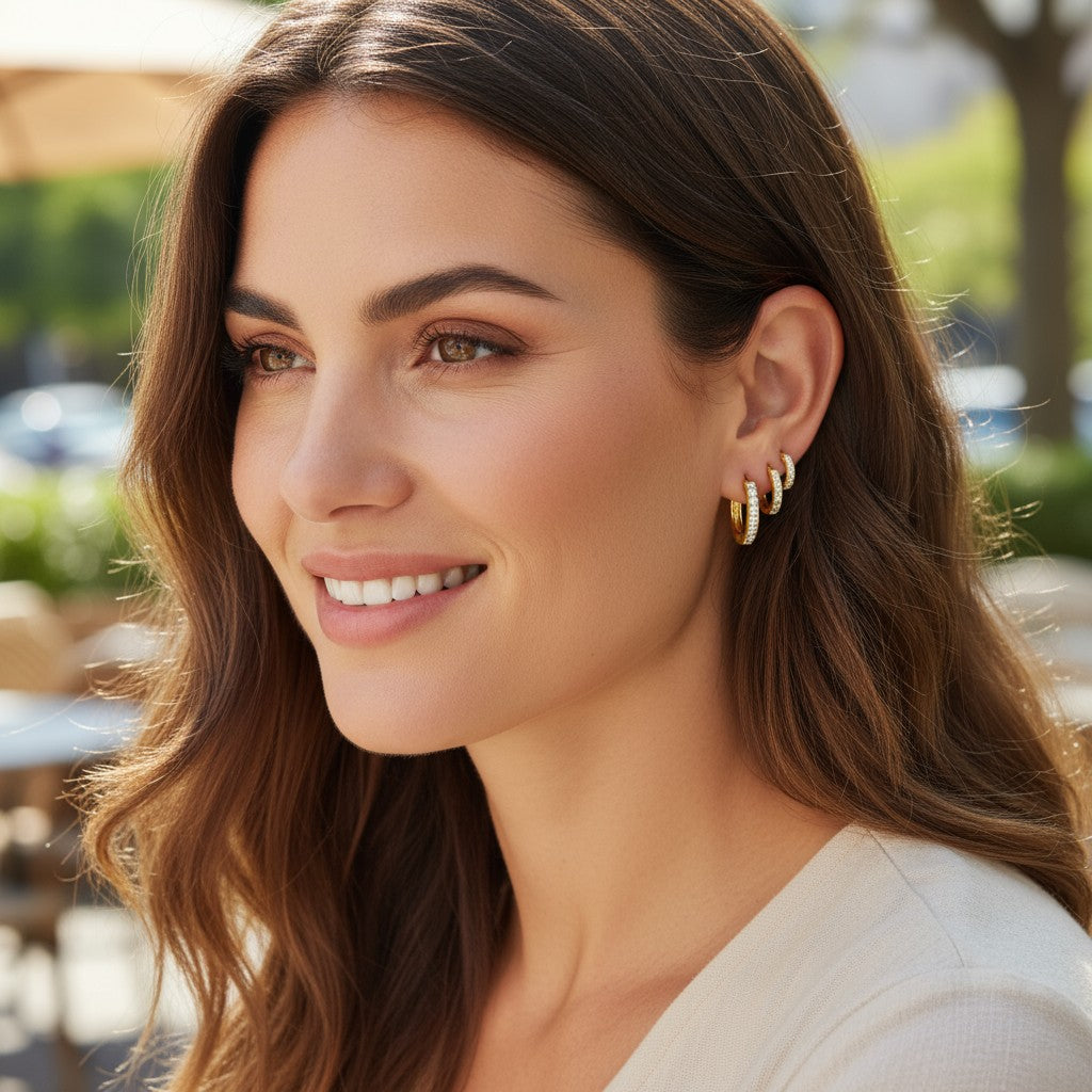 Pendientes De Aro Clásicos de plata de ley 925 chapados en oro